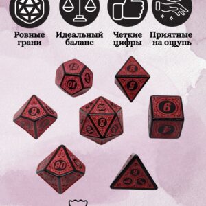 Дайсы ДнД 7 шт — красные Дайсы ДнД 7 шт — красные