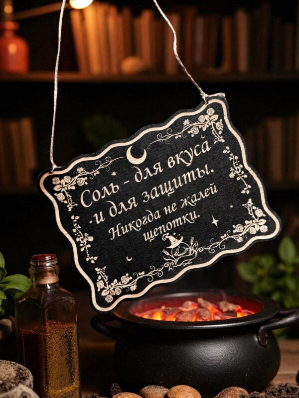 Табличка «Соль для вкуса и защиты» — Деревянный ведьмин декор Табличка «Соль для вкуса и защиты» — Деревянный ведьмин декор