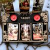Доска для расклада Таро "Дева и пентаграма", украшение алтаря, подставка для ведьмы, с держателем для чайных свечей Доска для расклада Таро "Дева и пентаграма", украшение алтаря, подставка для ведьмы, с держателем для чайных свечей