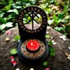 Оберег алтарь со ставом "Защита богов", набор рун для ритуалов с местом для свечи и благовоний, разборный
