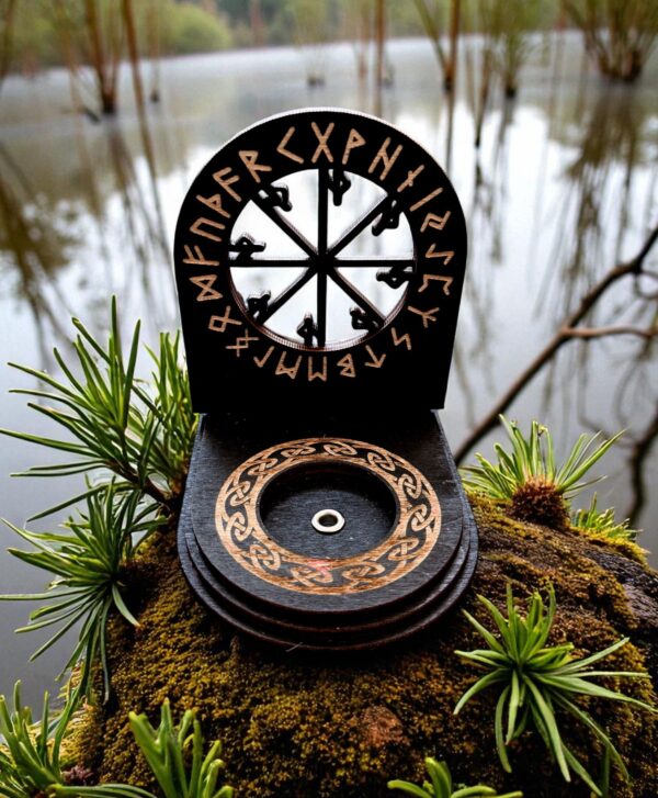 Оберег алтарь со ставом "Ледяной щит", набор рун для ритуалов с местом для свечи и благовоний, разборный Оберег алтарь со ставом "Ледяной щит", набор рун для ритуалов с местом для свечи и благовоний, разборный