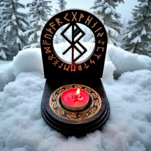 Амулет алтарь со ставом "Успешный бизнес", набор рун для ритуалов с местом для свечи и благовоний, разборный