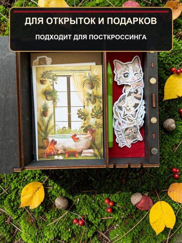 14342329359.jpg Шкатулка-органайзер для карт Таро Ведьма-скелет, из дерева, с перегородками