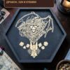 Поднос для кубиков DnD с крышкой, деревянный шестиугольный, дракон, D20 и игральные кости