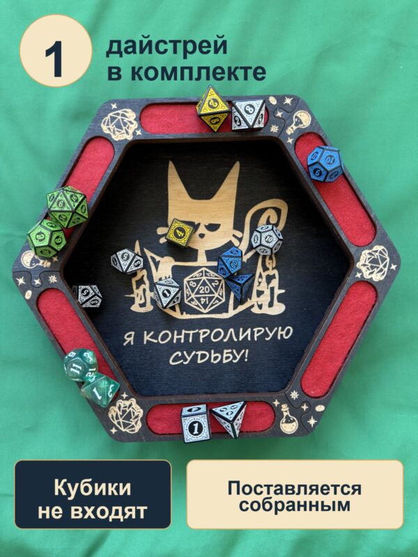 15409648984.jpg Дайстрей для DnD с отделениями, я контролирую судьбу, дерево