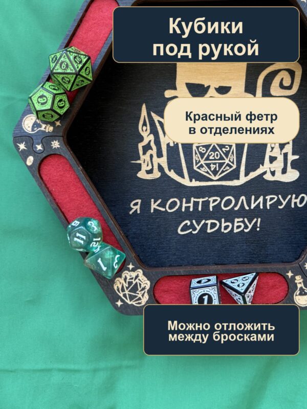 15409650272.jpg Дайстрей для DnD с отделениями, я контролирую судьбу, дерево