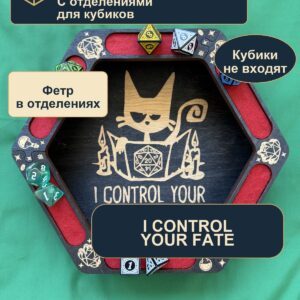 15409651794.jpg Dice Tray с отделениями, деревянный лоток для DnD, I Control Your Fate