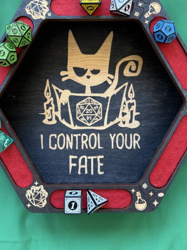 Dice Tray с отделениями, деревянный лоток для DnD, I Control Your Fate
